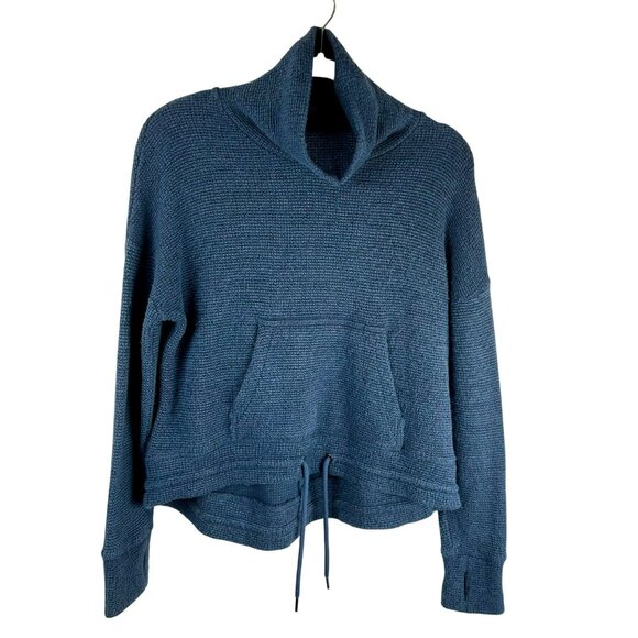 Sweaty Betty Restful Boucle Textured Pullover Women‎ 4 6 Blue Funnel Neck Crop - Picture 1 of 11